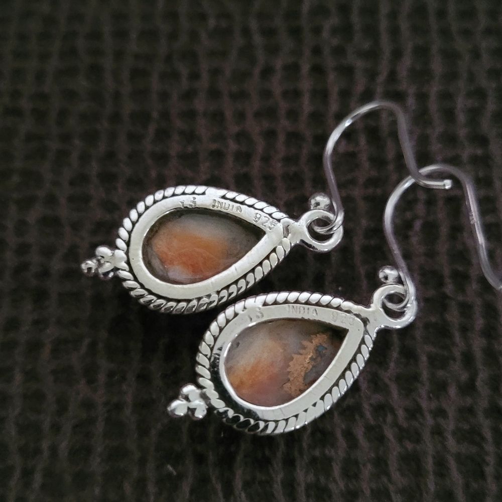 Shivam Oyster Blue💙 Copper Turquoise Teardrop💧 Earrings - Picture 6 of 12